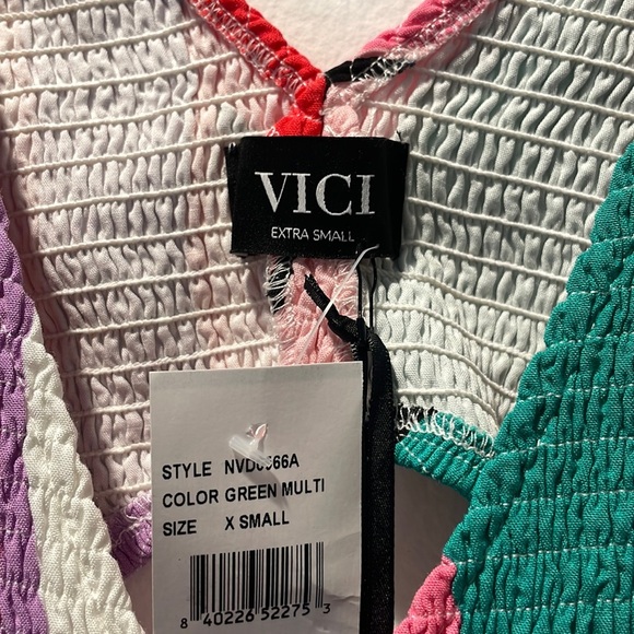 NWT VICI COLLECTION Multicolor Smocked Cutout Long Sleeve Maxi Dress - Picture 3 of 4